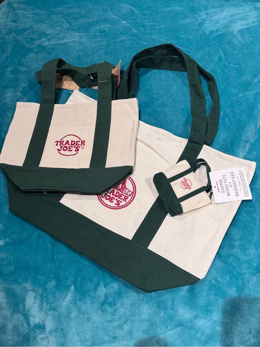Trader Joe’s Green Tote Trio - Large, Mini, and Micro